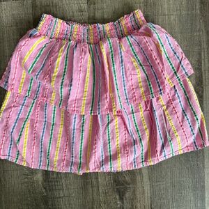 Mini Boden Pink Tiered Skirt with Multicolor Stripes